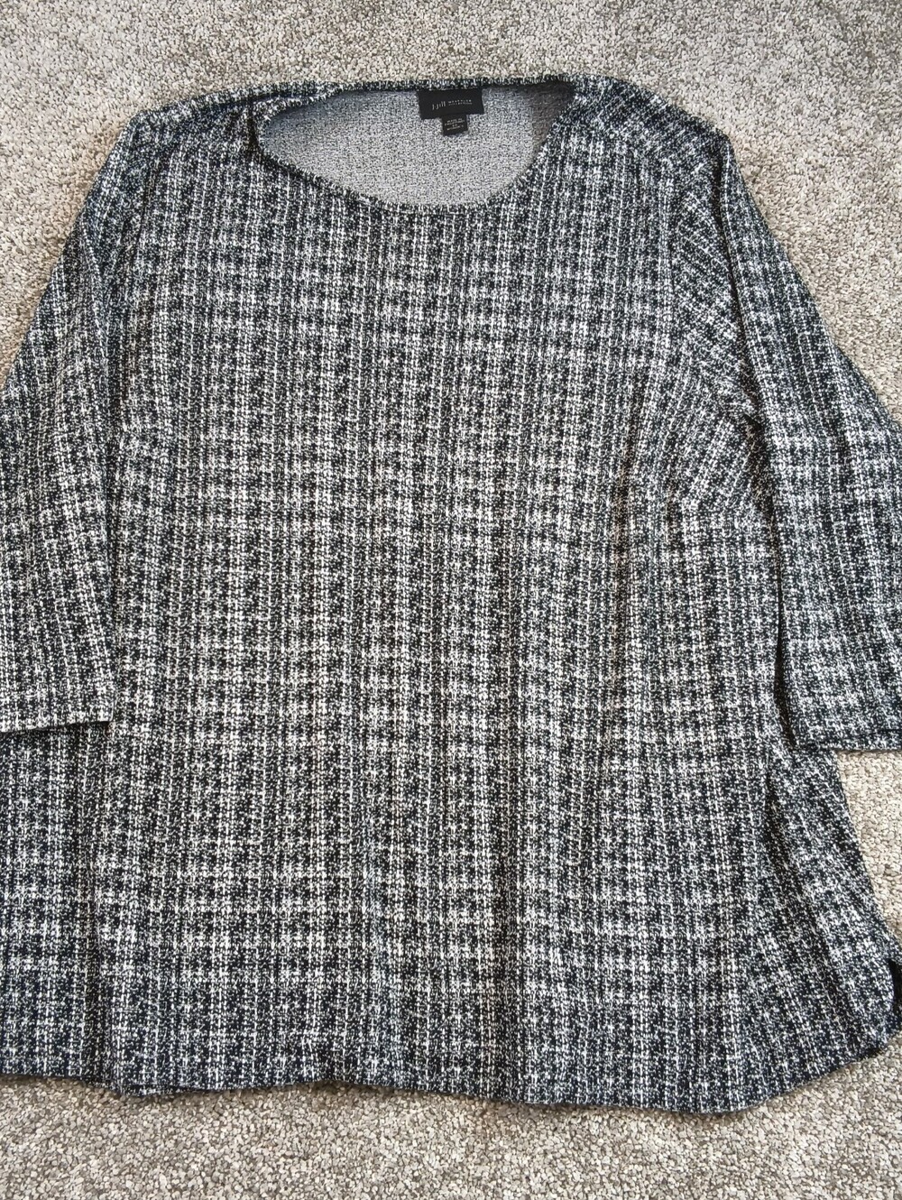J. Jill Wearever Collection Women's Top  Black White 3/4 Sleeve Round Neck 2X